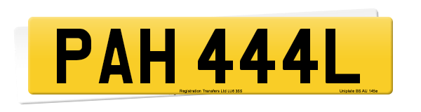 Registration number PAH 444L